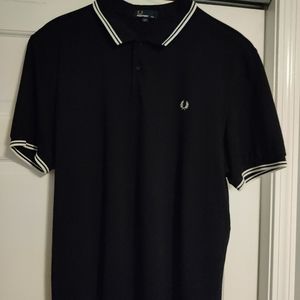 Fred Perry twin tip polo, XXXL, Black with white stripes